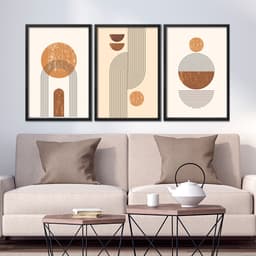 Kit Quadros Decorativos Abstrato Geométrico Linhas Formas